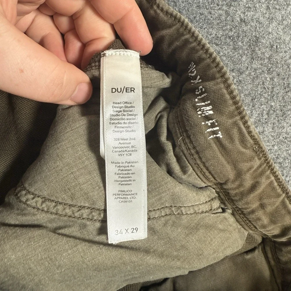 DU/ER Mens Pants 34x29‎ N2X Slim Fit No Sweat Jogger Tapered Performance